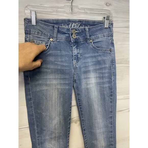 WallFlower Jeans Womens 3 Skinny Stretch Denim Double Button Mid Rise Y2K - Picture 4 of 15